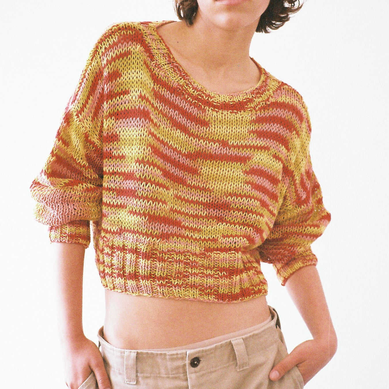 Sweater tejido crop matiz